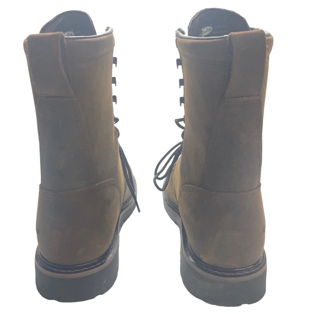 Justin Mens SE960 Waterproof Leather Work Boots Brown Soft Toe EH‎ SR Size 11.5D